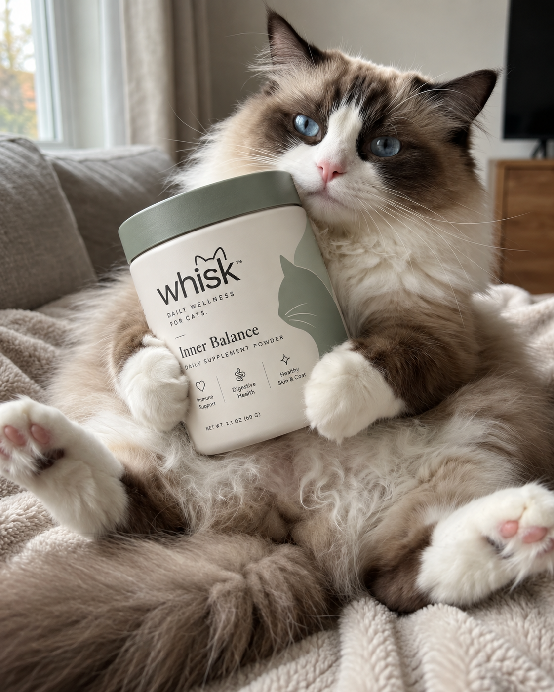 Cat holding Whisk Inner Balance tub